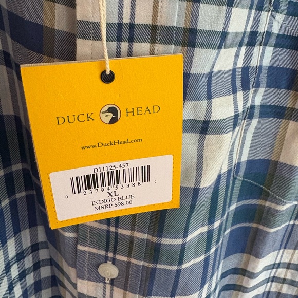 Duck Head Navy and White Checkered Men's Shirt - XL - Picture 3 of 4